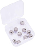 Rack Plating Brass Cubic Zirconia Beads, Long-Lasting Plated, Round, Platinum, 9.5~10x9~9.5mm, Hole: 2mm, 10pcs/box