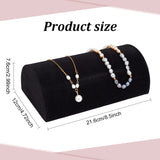 Half Round Bar Velvet Cloth Cover Cardboard Bracelet Display Stands, Tabletop Bracelet Organizer Holder, Black, 12.1x21.8x7.6cm