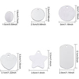 Aluminum Blank Pendants, Mixed Shapes, Platinum, 30pcs/box