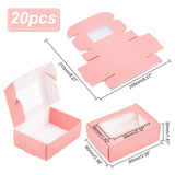 Cardboard Gift Boxes, Rectangle with PVC Clear Windows, Pink, 6x8.5x3cm