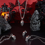 4Pcs 316 Surgical Stainless Steel Pendants, Skull, Antique Silver, 29x15x18mm, Hole: 7x10mm