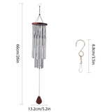 Solid Wood Wind Chimes, with Brass Tubes, for Home, Party, Festival Decor, Garden, Yard Decoration, with Stainless Steel Swivel Hooks Clips, Platinum, 66x13.2cm