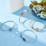 4Pcs 2 Colors 304 Stainless Steel Bangle Makings, Blank Cabochon Settings, 4Pcs 2 Styles Transparent Glass Cabochons, Mixed Color, Round Tray: 12mm & 10mm, 0.2cm, Inner Diameter: 2-3/8 inch(6.1cm)