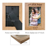 Natural Wood Photo Frames, for Tabletop Display Photo Frame, Rectangle with Word, Heart Pattern, 200x150mm