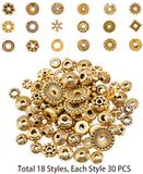 Tibetan Style Alloy Spacer Beads, Mixed Shapes, Antique Golden, 16.5x10.8x3cm