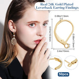 50Pcs 304 Stainless Steel Leverback Earring Findings, with Horizontal Loops, Golden, 15.5x10x1.5mm, Hole: 1.5mm