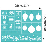 Self-Adhesive Silk Screen Printing Stencil, for Painting on Wood, DIY Decoration T-Shirt Fabric, Turquoise, Christmas Themed Pattern, 280x220mm