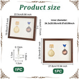 Natural Wood Medal Display Frame, with Glass and Paper Card, with Nail, Rectangle, Coconut Brown, 278x229x44mm, Inner Diameter: 243x205.5mm