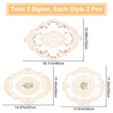 6Pcs 3 Style Polyester Embroidery Table Mats, Placemats for Dining Table Decoration, Mixed Color, 312~455x291~327x1~1.5mm, 2pcs/style