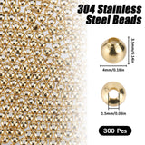 304 Stainless Steel Beads, Round, Golden, 4x3.5mm, Hole: 1.6mm, 300pcs/box