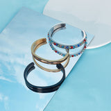 3Pcs 3 Color 304 Stainless Steel Grooved Bangles, Cuff Bangle, for Gemstone, Leather Inlay Bangle Making, with 1Pc Velvet Bag, Mixed Color, 1/4 inch(0.75cm), Inner Diameter: 2-3/8 inch(6.1cm), 1pc/color