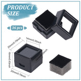 Cube Plastic Loose Diamond Storage Boxes, Gemstone Display Case with Clear Acrylic Window and Sponge inside, Black, 2x2x1.6cm