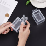 Transparent PVC Box, Candy Gift Box, for Wedding Party Baby Shower Packing Box, Rectangle with Bow, White, 5x5x7cm, Unfold: 162x100mm