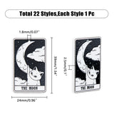 22Pcs 22 Style Tarot Theme Printed Acrylic Pendants, Rectangle with Cat Pattern Charms, Cat Shape, 39x24x2.5mm, Hole: 1.8mm, 1pc/style