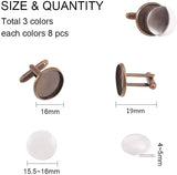 DIY Button Making, Brass Cufflinks and Glass Cabochons, Mixed Color, 16.5x8.5x1.6cm