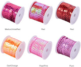 Eco-Friendly Plastic Paillette Beads, Sequins Beads, Ornament Accessories, Flat Round, Mixed Color, 6mm, about 5m/roll, 6rolls/set