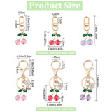 6Pcs 6 Styles Cherry Transparent Acrylic Pendant Decorations, with Alloy Finding, for Keychain Earphone Bag Gift Pendant Decoration, Mixed Color, 63.5~90mm, 1pc/style