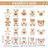 40Pcs 20 Style Bear/Rabbit Shape Polyester Knitted Appliques, Costume Hat Bag Ornament Accessories, Mixed Color, 48~68.5x43~57.5x2~3mm, 2pcs/style