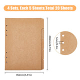 5 Sheets A5 Kraft Paper Binder Dividers, 6-Hole Index Page Tab for Planner & Notebook & Loose Leaf Binders, Rectangle, BurlyWood, 208x150x0.2mm, Hole: 5mm