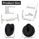 Soft Silicone Flexible Model Body Displays with Acrylic Stands, Jewelry Display Teaching Tools for Piercing Suture Acupuncture Practice, Black, Ear Pattern, 6.2x2.4cm