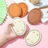 6Pcs 3 Colors  PU Leather Oval Bottom, for Knitting Bag, Women Bags Handmade DIY Accessories, Oval, Mixed Color, 12.65~12.7x9.65~9.8x0.45~0.9cm, Hole: 4.5mm, 2pcs/color