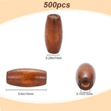 500Pcs Natural Wood Beads, Egg Shaped Rugby Wood Beads, Dyed, Oval, Coconut Brown, 15x7mm, Hole: 2.5mm