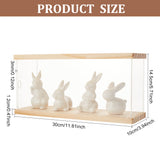 Rectangle Acrylic Minifigures Display Case with Wooden Top and Bottom, Dustproof Dolls Display Box for Models Toys Action Figures, Clear, 30x10x14.5cm