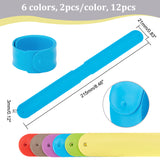 12Pcs 6 Colors Silicone Covered Iron Flip Wraps Holder Clips, Slap Band for Home Storage Organization, Mixed Color, 215x21x3mm, 2pcs/color