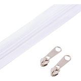 Garment Accessories, Zip-fastener Component Sets, Nylon Zipper & Iron Zipper Puller, White, 1000x3x0.25cm, 1 Strand,  Head: 35mm, 10pcs