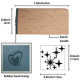 Square Wooden Stamps, with Rubber, for DIY Scrapbooking, Star, 40x15x15mm