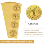 Self Adhesive Gold Foil Embossed Stickers, Medal Decoration Sticker, Tree of Life Pattern, 5x5cm