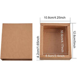 Kraft Paper Folding Box, Drawer Box, Rectangle, BurlyWood, 12.8x10.8x4.2cm, 20pcs/set