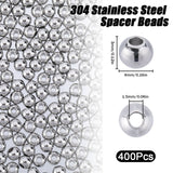 304 Stainless Steel Spacer Beads, Round, Stainless Steel Color, 4x3mm, Hole: 1.5mm, 400pcs