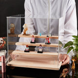 Assemble Acrylic Display Boxed, with and Wood, for Model Toy Display, Clear, 31.6x23.9x1.15cm, 11pcs/set