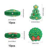 16pcs 2 Styles Food Grade Eco-Friendly Silicone Beads, Chewing Beads For Teethers, DIY Nursing Necklaces Making, Christmas Bell/Tree Pattern, Mixed Color, 26~30x22.5~26x9.5mm, Hole: 2mm, 8pcs/style