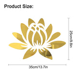 Mirror Wall Stickers, Self Adhesive Acrylic Mirror Sheets, for Home Living Room Bedroom Decor, Lotus, Gold, 35x25cm