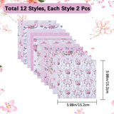 24Pcs 12 Styles Scrapbook Paper Pads, for DIY Album Scrapbook, Background Paper, Diary Decoration, Flower, 152x152x0.1mm, 2pcs/style