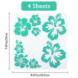 Waterproof PET Adhesive Sticker Car Stickers, DIY Car Decorations, Hibiscus Rosa-sinensis, Turquoise, 205x200x0.5mm