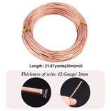 Copper Wire for Jewelry Making, Round, Dark Salmon, 12 Gauge, 2mm, about 65.62 Feet(20m)/Roll