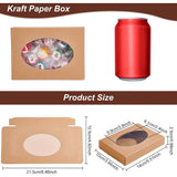 Foldable Creative Kraft Paper Box, Gift Box, with PVC Window, Rectangle, BurlyWood, 14x10x2.5cm; Unfold: 21.5x12.5x0.14cm
