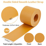 2M Flat Double Face Lychee Pattern Imitation Leather Band, Goldenrod, 50x1.8mm, about 2.19 Yards(2m)/Roll