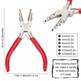 6-in-1 Bail Making Pliers, 45# Carbon Steel 6-Step Multi-Size Wire Looping Forming Pliers, Ferronickel, for Loops and Jump Rings, Red, Loop Size: 3mm/4mm/6mm/7mm/8.5mm/9.5mm, 153~153.5x75.5~78.5x12mm, 1pc