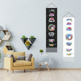 Polyester Decorative Wall Tapestrys, for Home Decoration, with Wood Bar, Rope, Rectangle, Flower Pattern, 1300x330mm