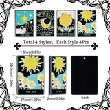 16pcs 4 style Printed Acrylic Pendants, Rectangle with Tarot Pattern, Mixed Color, 39.5x27x2mm, Hole: 1.8mm, 4pcs/style