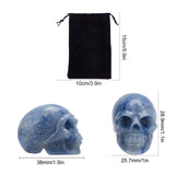 Halloween Natural Blue Aventurine Home Decorations, with Velvet Bag, Skull, 38x32x51mm, 1pc/bag