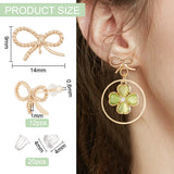 12Pcs Brass Bowknot Stud Earrings Finding, with Vertical Loops & 925 Silver Pin & 20Pcs Plastic Ear Nuts, Real 18K Gold Plated, 9x14mm, Hole: 1mm, Pin: 0.6mm