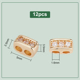 12Pcs Brass Pave Clear Cubic Zirconia Connector Charms, Oval Links, Real 14K Gold Filled, 2.5x5x3.5mm, Hole: 1.6mm