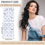 Bohemia Style Water Soluble Fabric, Wash Away Embroidery Stabilizer, Ring, 300x212x0.1mm, 2 sheets/bag