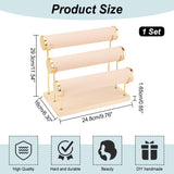 3-Tier T Bar Velvet Bracelet Display Stands, Jewelry Organizer Holder for Bangle Bracelet Storage, with Iron Holers and Wooden Base, PeachPuff, Finish Product: 29.3x16x24.8cm