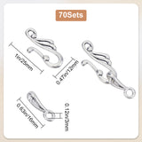 70Pcs Tibetan Style Alloy Hook and Eye Clasps, Lead Free and Cadmium Free, Antique Silver, Toggle: 12mm wide, 25mm long, Bar: 16mm long, Hole: 3mm